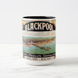 Vintage England Blackpool Seaside Advert Two-Tone Coffee Mug