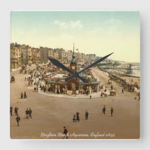 Vintage England clock, Brighton Beach Aquarium Square Wall Clock