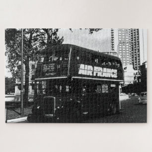 Vintage England London double decker bus Jigsaw Puzzle