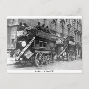 Vintage England, London horse trams Postcard