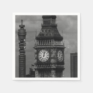 Vintage England London post office tower Big ben Napkin