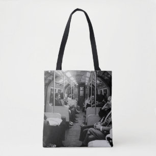 Vintage England London railway inside coach Tote Bag