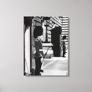 Vintage England London sentry at Buckingham Canvas Print