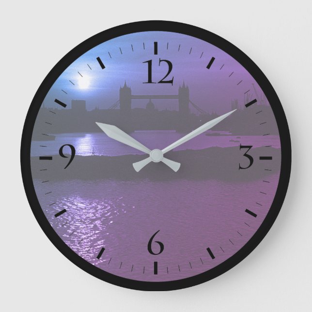 Vintage England London sunset Large Clock (Front)