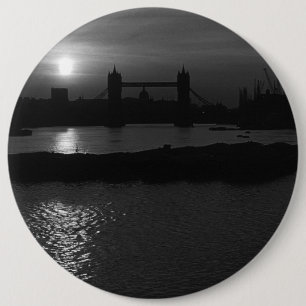Vintage England London sunset Tower Bridge 1970 6 Inch Round Button