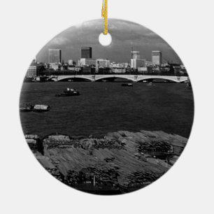 Vintage England London Thames river skyline city Ceramic Ornament