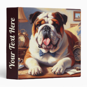 Vintage English Bulldog Illustration Binder