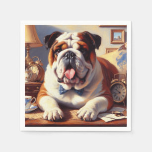 Vintage English Bulldog Illustration Napkin