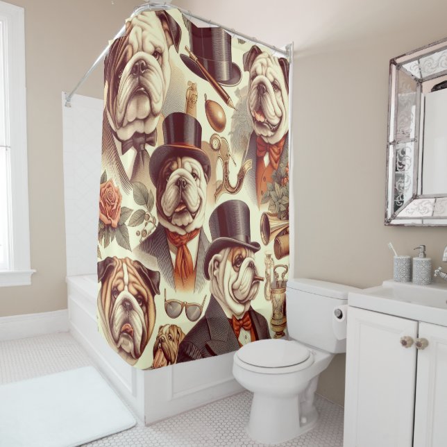 Vintage English Bulldog  Seamless Illustration (In Situ)