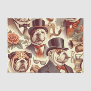Vintage English Bulldog Seamless Illustration Tissue Paper