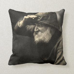Vintage English Fisherman Nautical Antique Beard Throw Pillow