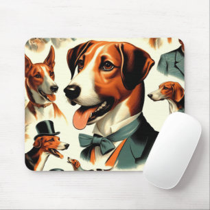 Vintage English Foxhound Illustration Mouse Pad