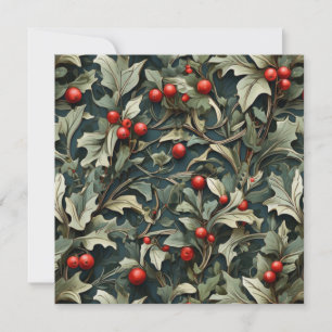 Vintage English Holly berry botanical  Holiday Card
