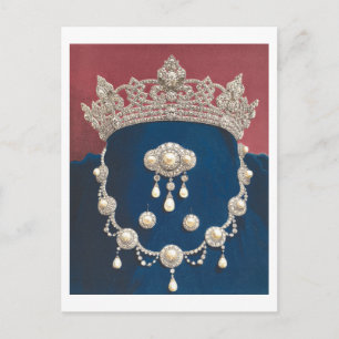 Vintage English Jewelry with Tiara Postcard
