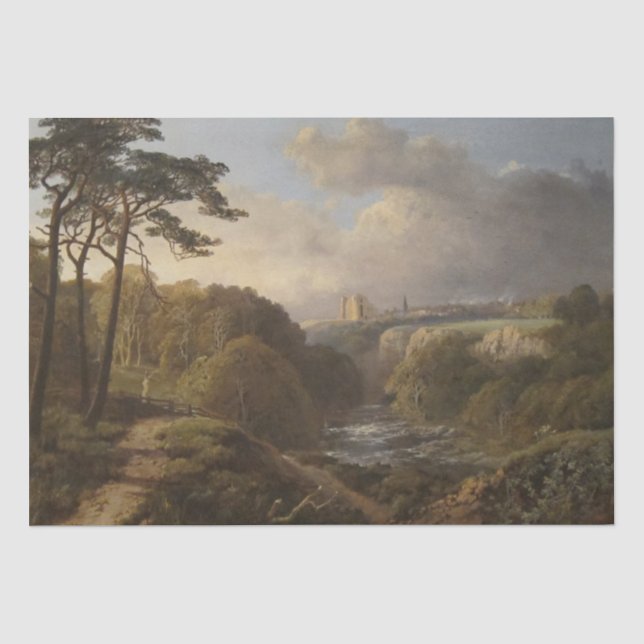 Vintage English Landscape in Derbyshire County Tissue Paper (Front)