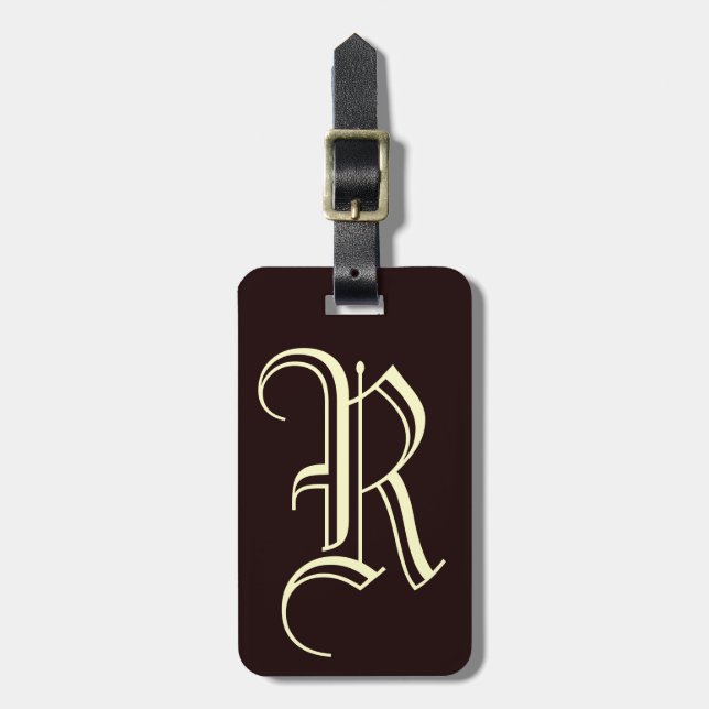 Vintage English letter R monogram Luggage Tag (Front Vertical)