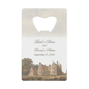 Vintage English Manor Chateau Villa Wedding Favour Credit Card Bottle Opener