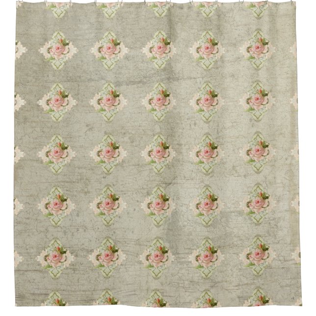 Vintage English Pink Rose over Grey Wooden Board (Front)