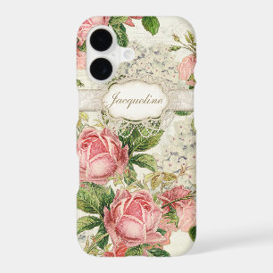 Vintage English Rose Lace n Hydrangea Floral Art