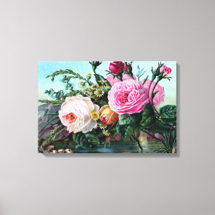 Vintage English Roses Floral Print Shabby Chic old
