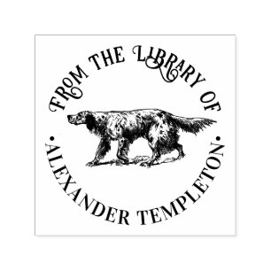 Vintage English Setter Drawing Library Book Name Self-inking Stamp