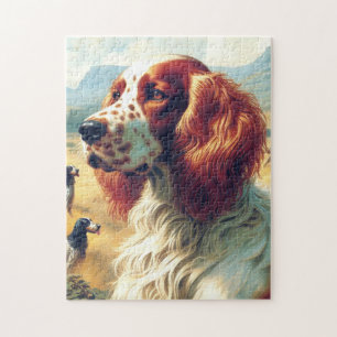 Vintage English Setter Oil Painting Jigsaw Puzzle