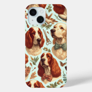 Vintage English Setter Seamless iPhone 15 Case