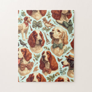 Vintage English Setter Seamless Jigsaw Puzzle