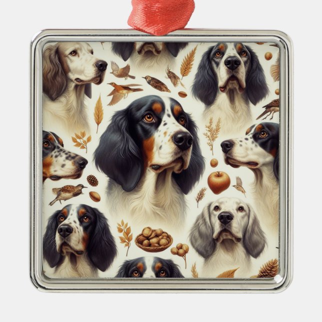 Vintage English Setter Seamless Metal Ornament (Front)