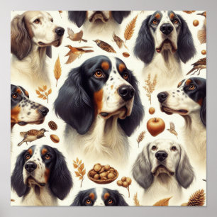 Vintage English Setter Seamless Poster