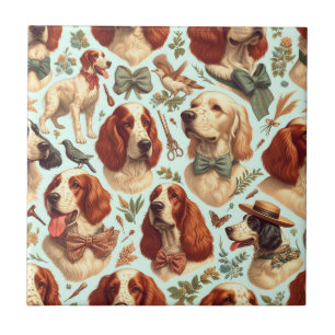 Vintage English Setter Seamless Tile