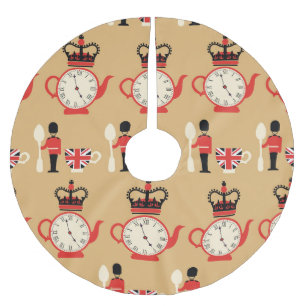 Vintage English tea: seamless pattern. Brushed Polyester Tree Skirt
