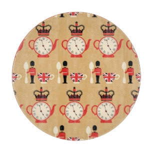 Vintage English tea: seamless pattern. Cutting Board