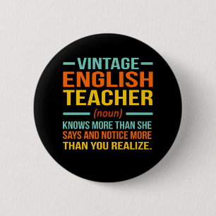 Vintage English Teacher Definition Language 2 Inch Round Button