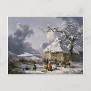 Vintage English Winter Christmas scene Holiday Postcard