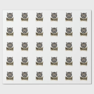 Vintage Engraved Angry Cat MIAOWWW Vector Design_1 Wrapping Paper