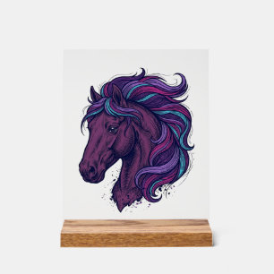 Vintage Engraved Colourful Horse Head Art Shirt_1 Acrylic Sign