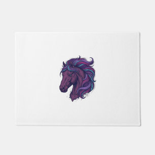 Vintage Engraved Colourful Horse Head Art Shirt_1 Doormat