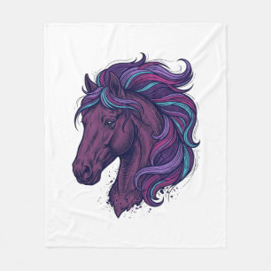 Vintage Engraved Colourful Horse Head Art Shirt_1 Fleece Blanket