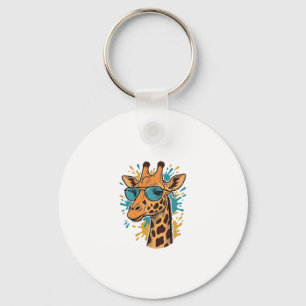 Vintage Engraved Cool Giraffe Sunglasses Shirt Des Keychain