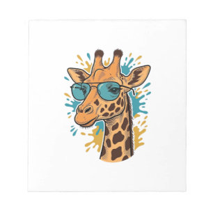 Vintage Engraved Cool Giraffe Sunglasses Shirt Des Notepad