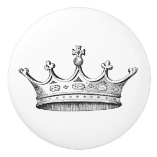Vintage Engraved Crown Ceramic Knob