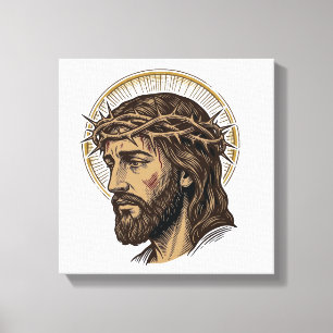 Vintage Engraved Crown of Thorns Portrait Shirt_1 Canvas Print