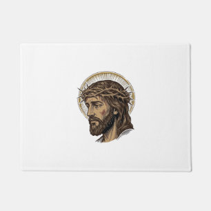 Vintage Engraved Crown of Thorns Portrait Shirt_1 Doormat