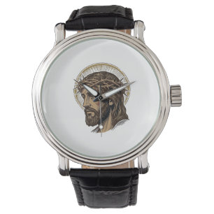 Vintage Engraved Crown of Thorns Portrait Shirt_1 Watch