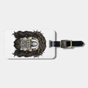 Vintage Engraved Crowned Holy Face Vector Design_1 Luggage Tag