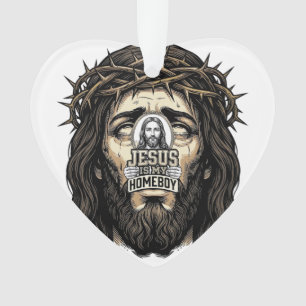 Vintage Engraved Crowned Holy Face Vector Design_1 Ornament