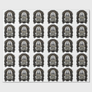 Vintage Engraved Crowned Holy Face Vector Design_1 Wrapping Paper