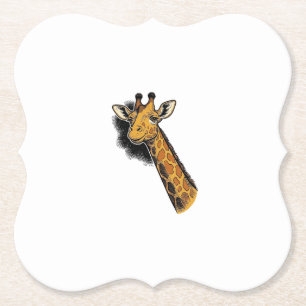 Vintage Engraved Cute Giraffe Shirt Design_1 Paper Coaster