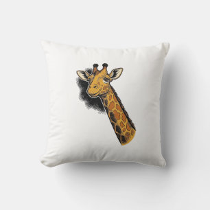 Vintage Engraved Cute Giraffe Shirt Design_1 Throw Pillow